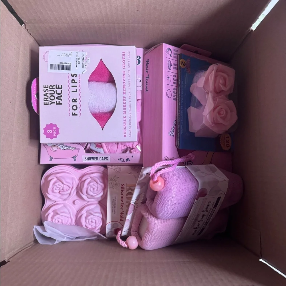 Pink Beauty Spa Set. 10 total items. All New. Great for gifts. Tj’s & Marshalls